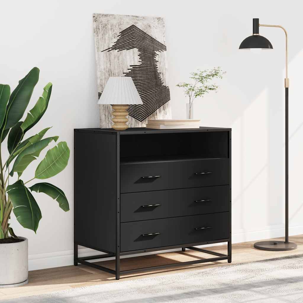Black Drawer Cabinet 70 x 41 x 70 cm Engineered Wood