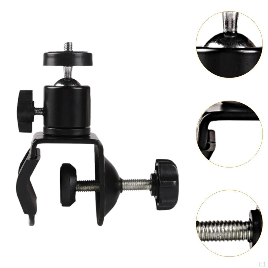 Camera Clamp Mount Arm Adapter Easy Installation Aluminum Alloy Photography 1/4 Ball Head for