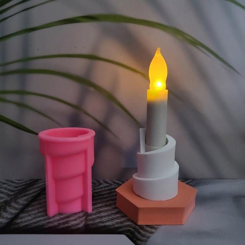 Silicone Crafting Mold Geometric Candle Holder Moulds Silicone Candle Stand Molds Silicone Texture Hand-Making Molds