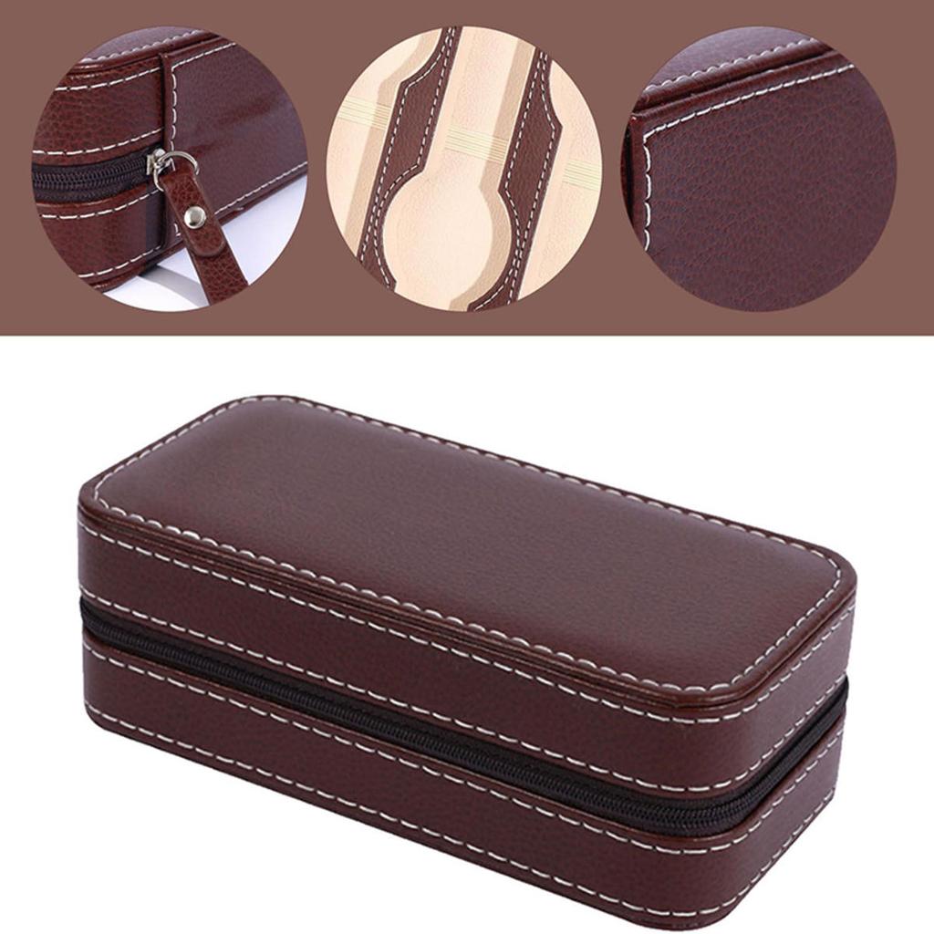 Slots Embedded Portable Travel Storage Bag For Watch/Daily Necessities Storage Box Leather Zipper Watch Box