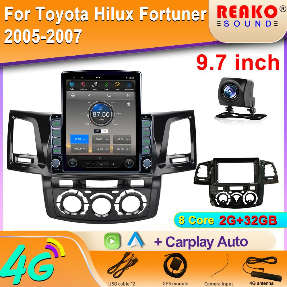 Экран Tesla для Toyota Hilux Fortuner 2005-2007 Android Car Radio Player GPS Navi Auto Stereo Multimedia Carplay 5G DSP