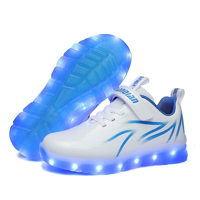Детские светящиеся кроссовки с золотисто-розовой светодиодной подсветкой, роликовые коньки, новая модная детская обувь для девочек с USB-зарядкой, для мальчиков