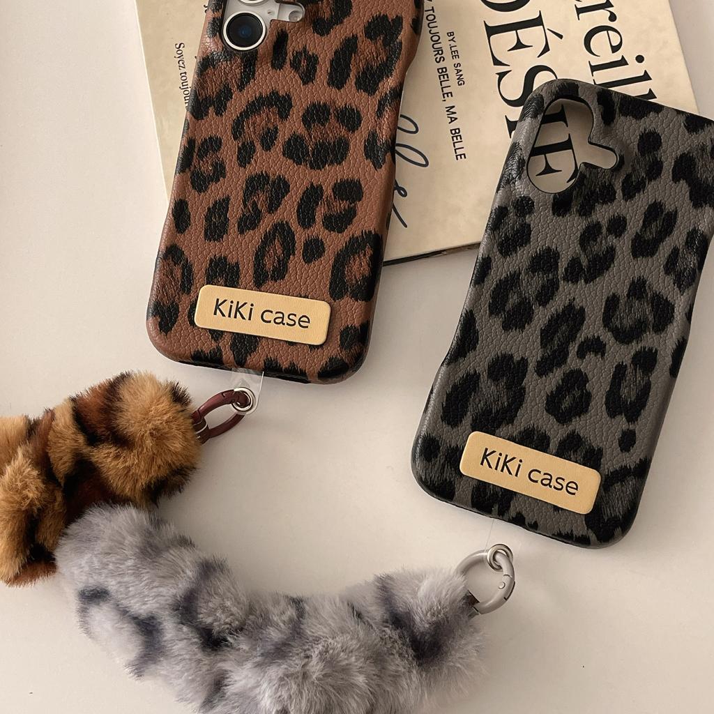 Luxury Leopard Pattern Animal Pu Leather Couple Soft Case For Iphone 16 15 14 11 12 13 Pro Max Iphone Cover With Lanyard