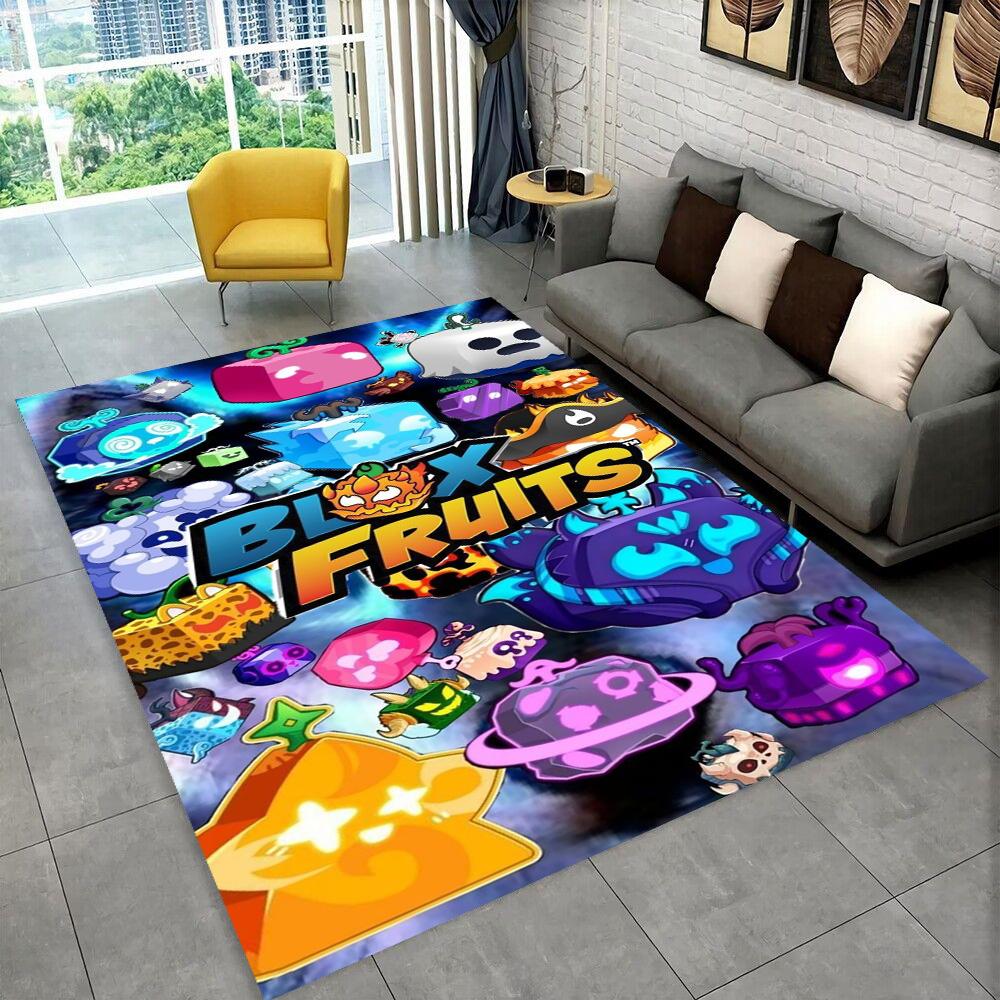 3D B-Blox Fruit Cartoon Game Gift Carpet Rug for Living Room Bedroom Home Sofa Decoration,kids Play Non-slip Floor Mat