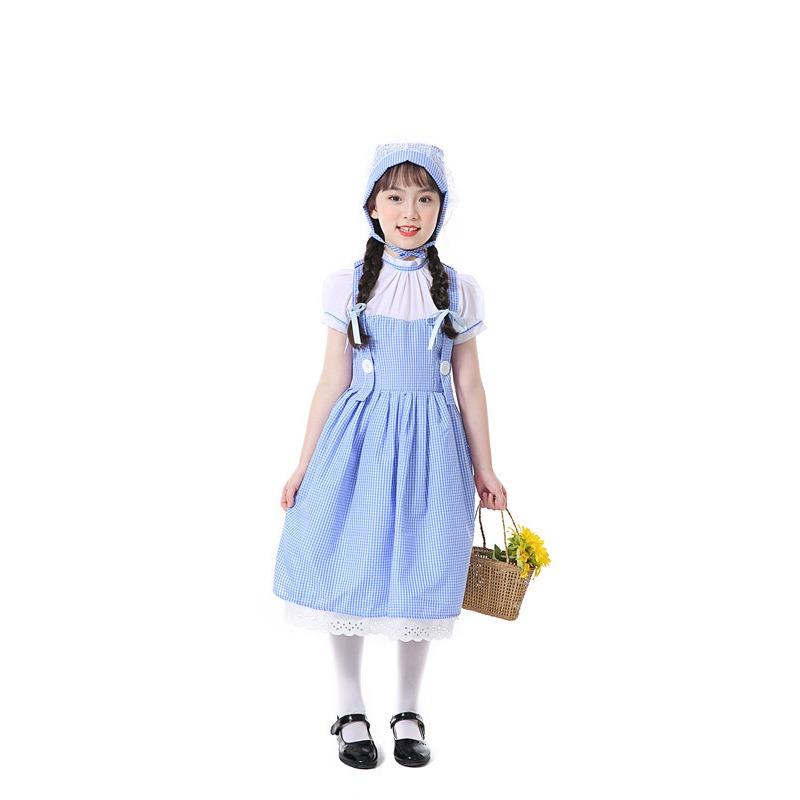 День защиты детей Волшебник страны Оз Дороти Платье принцессы Костюм Клетчатое Платье горничной Пасторальное Сценическое платье