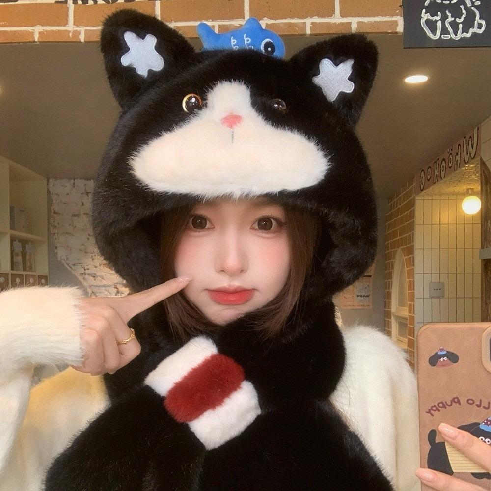2 Piece Warm Lining Winter Hat Scarf Polyester Cycling Ear Protection Hat For Women