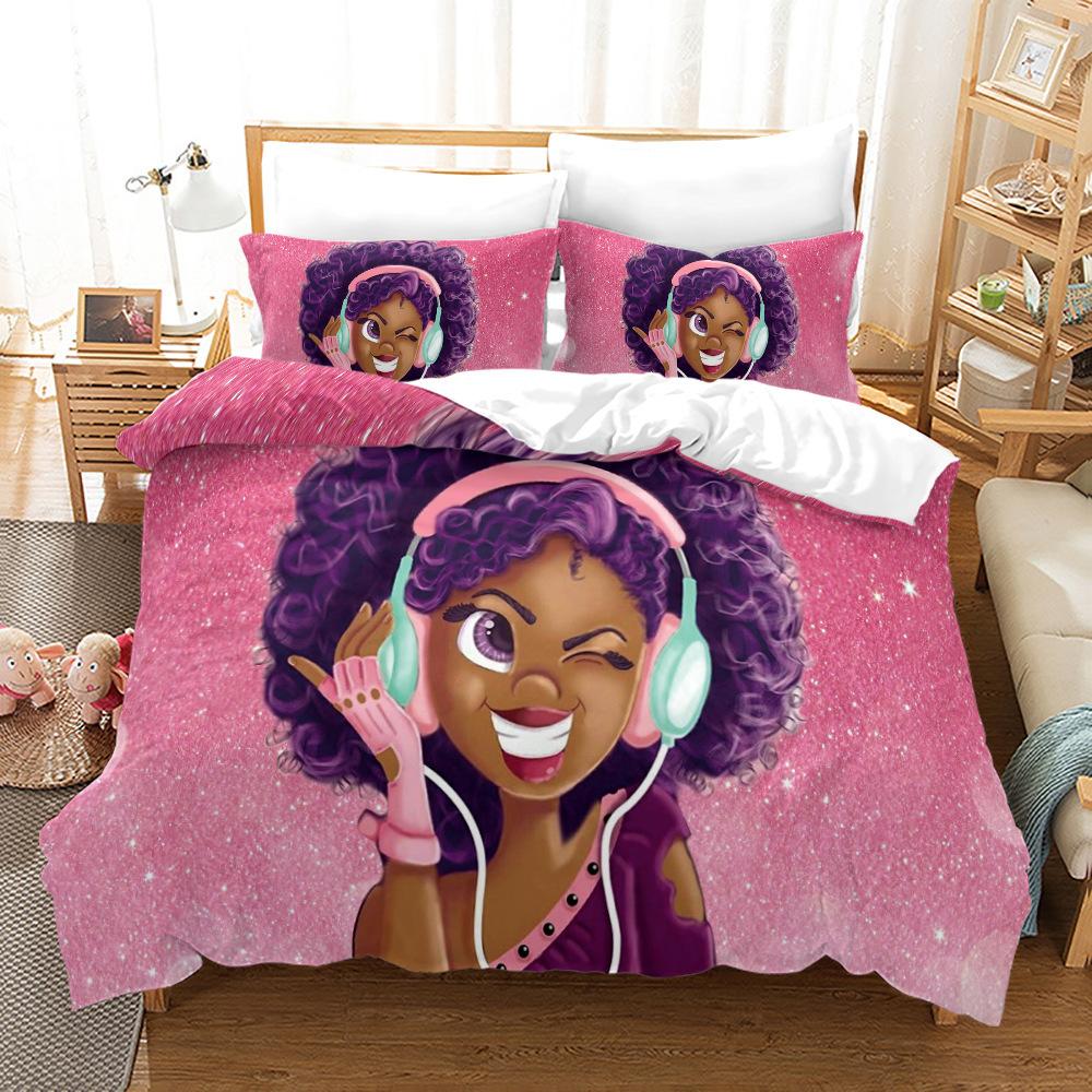 Bed Three-Piece Set 3D Three-Piece Set Size Girl Quilt Cover Printing
