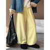 Juzhi 2024 Autumn/Winter Korean High-Waist Slim Casual Retro Plus Velvet Wide-Leg Pants