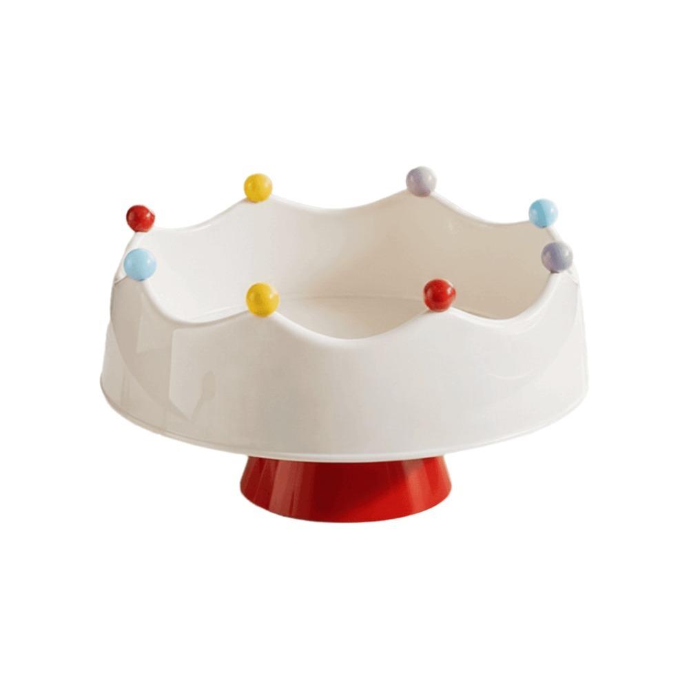 Crown Design Fruit Serving Plate Large Capacity Snack Plate Fruit Bowl with Fork Coffee Table