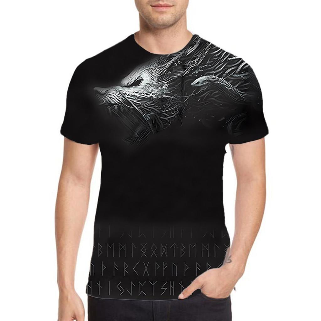 Летние футболки с 3D-принтом в виде узора викингов с круглым вырезом, модные повседневные мужские футболки с коротким рукавом