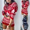 Women's  Elk Snowflake Christmas  Pullover Sweater Knit  Dress