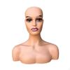 Female Bald Mannequin Head Manikin Wig Display Model with Shoulder for Glasses Earrings