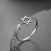 Hexagram Hollow Open Ring With Star Diamond Accents Elegant Versatile Fashion Hand Jewelry