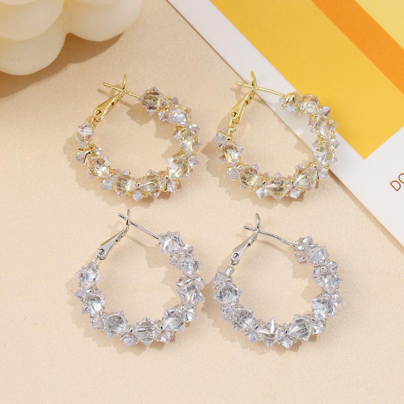 Elegant Personality Creative Fashion Trendy Exquisite Irregular Shining Zircon C-shaped Earrings Party Wedding Zircon Gift