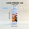 1PC Santa Hat Three Cats Christmas 750ml Color Plastic Sports Water Bottle Leakproof Flip Straw Lid Suitable for Sports Office Home Use