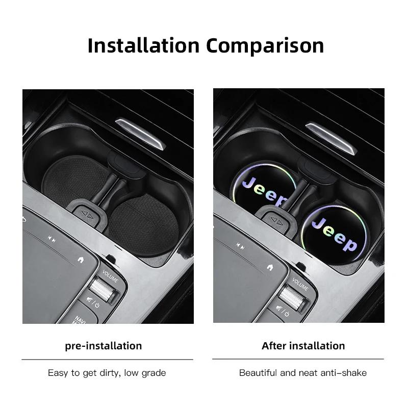 For Jeep 2Pcs Car Water Cup Mat Auto Interior Storage Pad Accessories For Jeep Renegade Compass Grand Cherokee Wrangler Patri