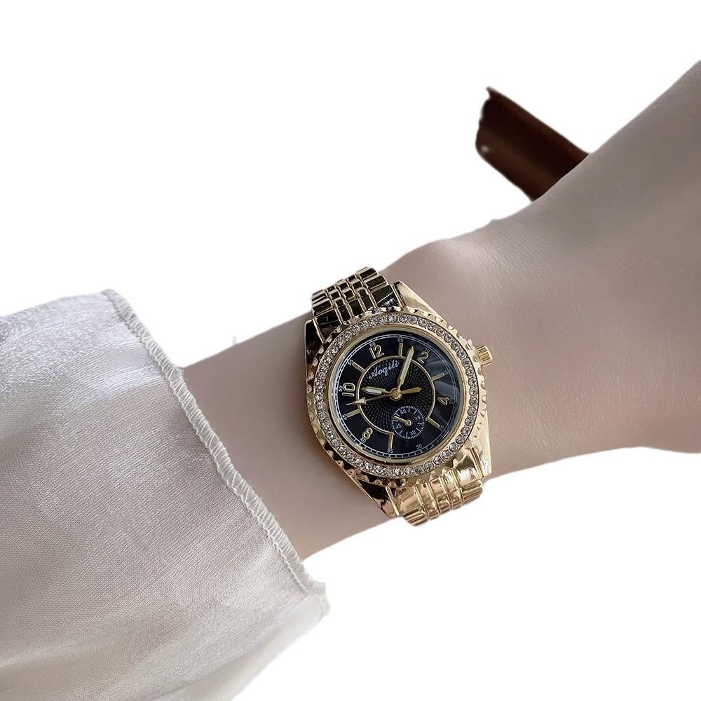 Gold Silver Steel Belt Diamond-encrusted High-end Women's Watch Simple Scale Alloy Rhinestone Quartz Watch Batch Watch