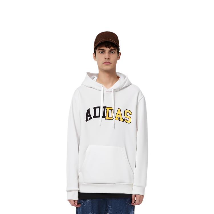 adidas Толстовки Мужские Белые С Капюшоном Средней Посадки Обычные GE5509