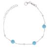 [Q8909] - Silver Turquoise 'Boho' Silver Bracelet (rhodium-plated) - 6 Mm