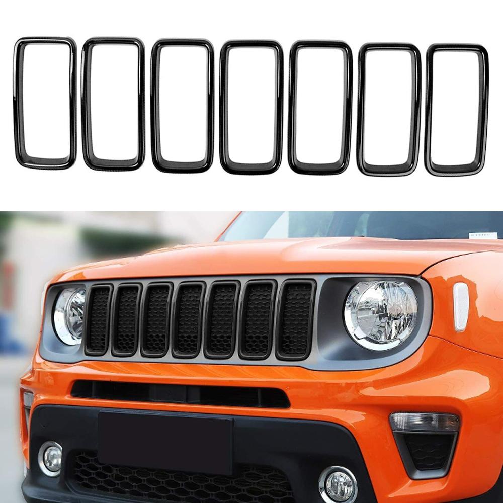 Racing Grills for Jeep Renegade 2019-2024 Insert Mesh Vent Bezel Ring Outlet Exterior Styling