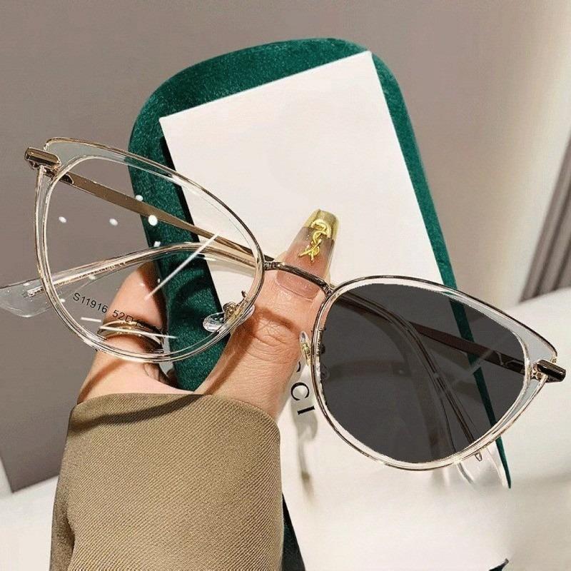 Очки «кошачий глаз» с фотохромными линзами, защищающие от УФ-лучей, для женщин, ретро, с защитой от синего света, высококлассные очки с изменяющимся цветом