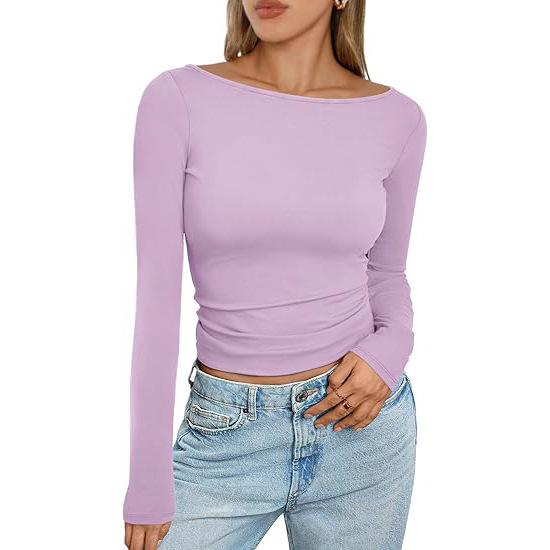 Women's European-Style Sexy Milk Silk Long-Sleeve T-Shirt