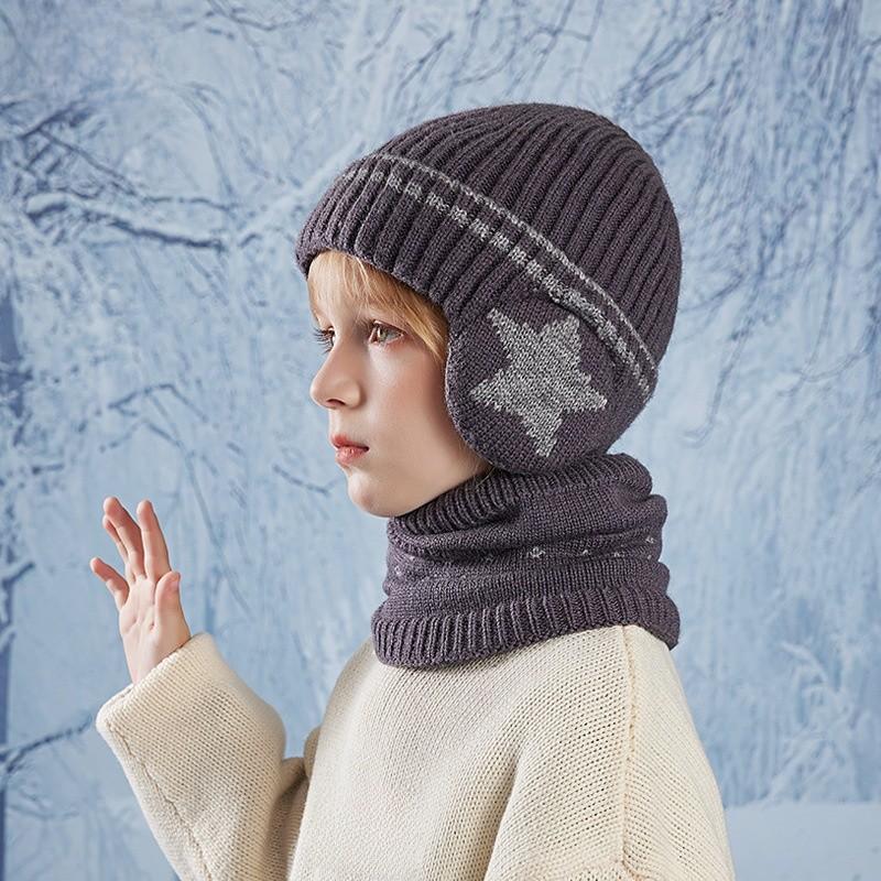 Childrens Knitted Beanie And Neck Gaiter Set With Fleece For Winter Cold Protection