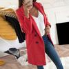 Solid Color Fashion Women Long Sleeve Lapel Slim Fit Pocket Button Overcoat
