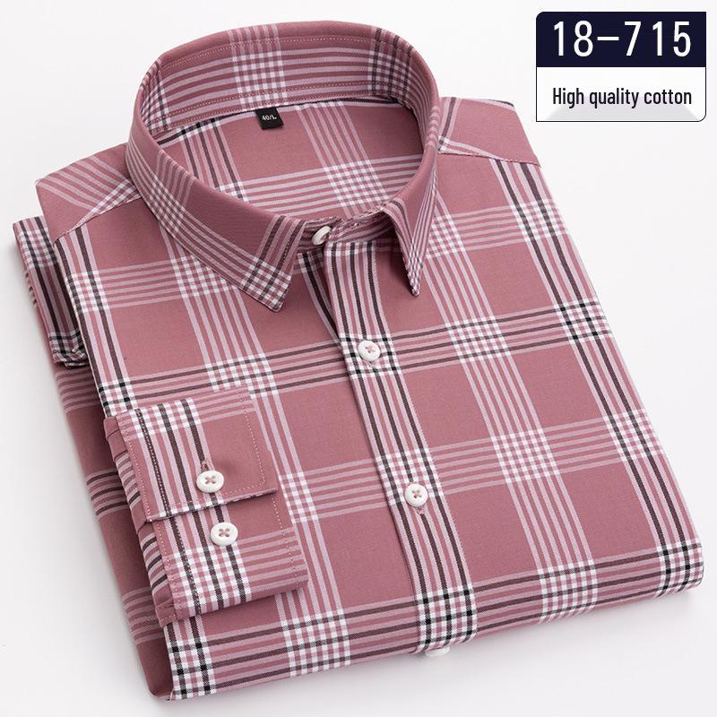 Men's Pure Cotton Long Sleeve Plaid Shirts - Comfortable Casual Brushed Fabric