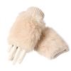 Winter Women's Warm Fluff Knitted Gloves Soft Half Finger Gloves Rabbit Fur Mittens