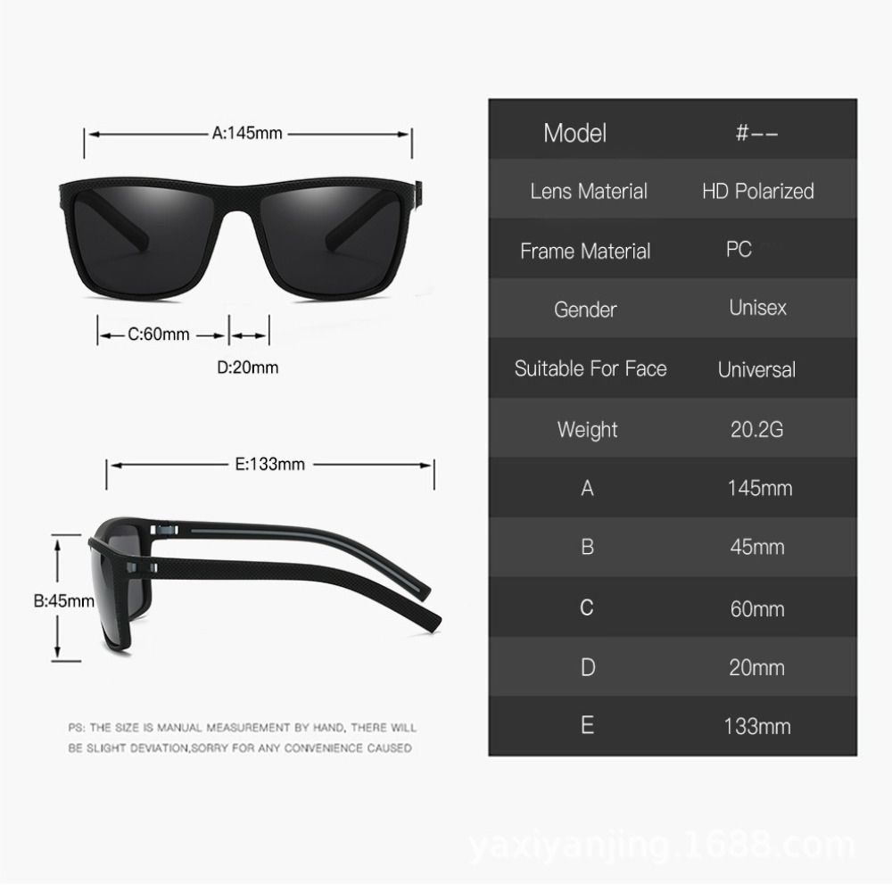 Anti-glare Fishing Sun Glasses Square Large Frame Sunglasses 2024 Polarized Sunglasses Women Men