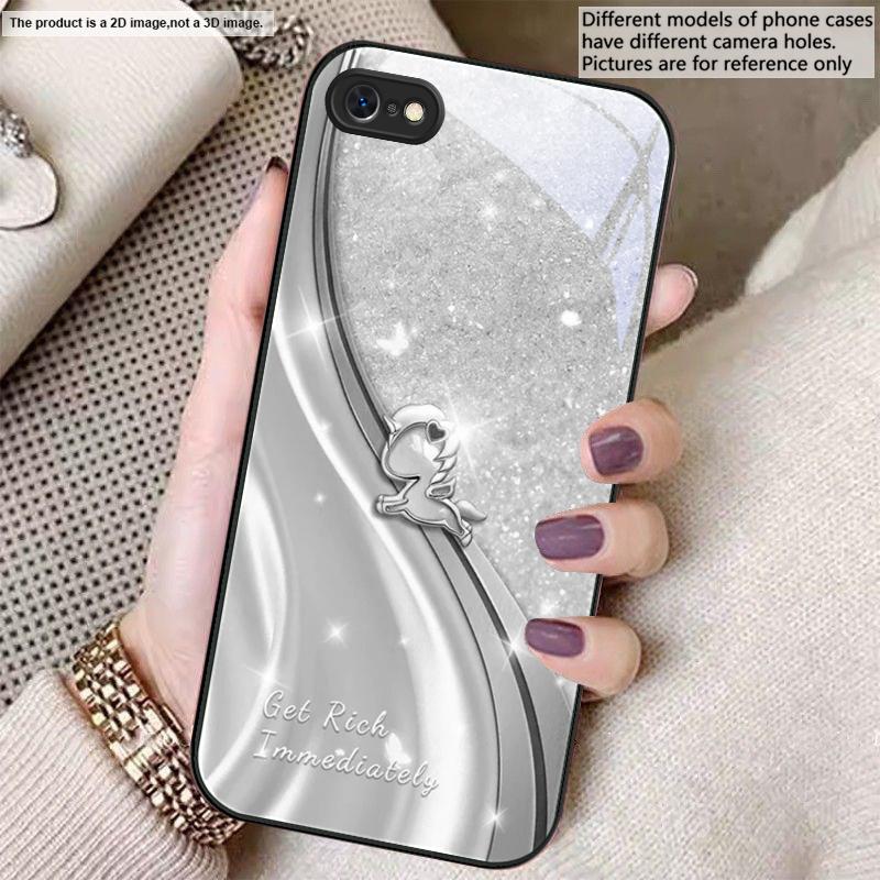Мечтательный фиолетовый единорог Для iPhone 17 Air 16 E 15 14 13 Plus 12 mini 17 Pro Max 11Pro XR Xs 16E 7 8 11 Закаленное стекло Чехол для телефона