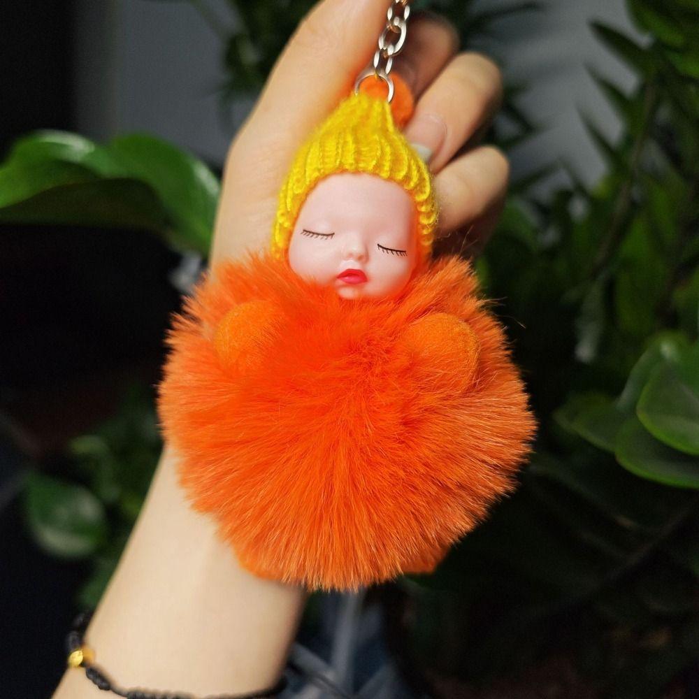 Однотонный брелок для ключей «Спящий ребенок», вязаная шапка, брелок с помпоном для сна, дети