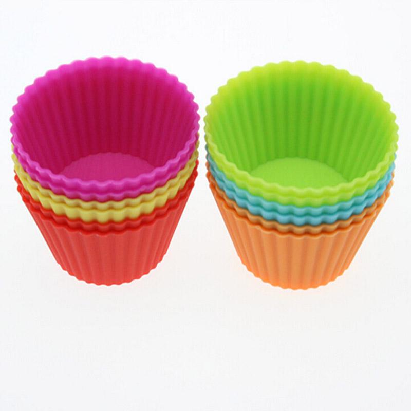 12Pcs 7Cm Muffin Cupcake Liners Mold Silikon Form Silicone Mold Cake Bakeware Cozinha Pastry Tool MIT