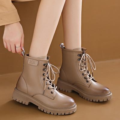 Женские повседневные ботинки, осенне-зимние женские ботильоны на шнуровке в британском стиле, нескользящие короткие сапоги