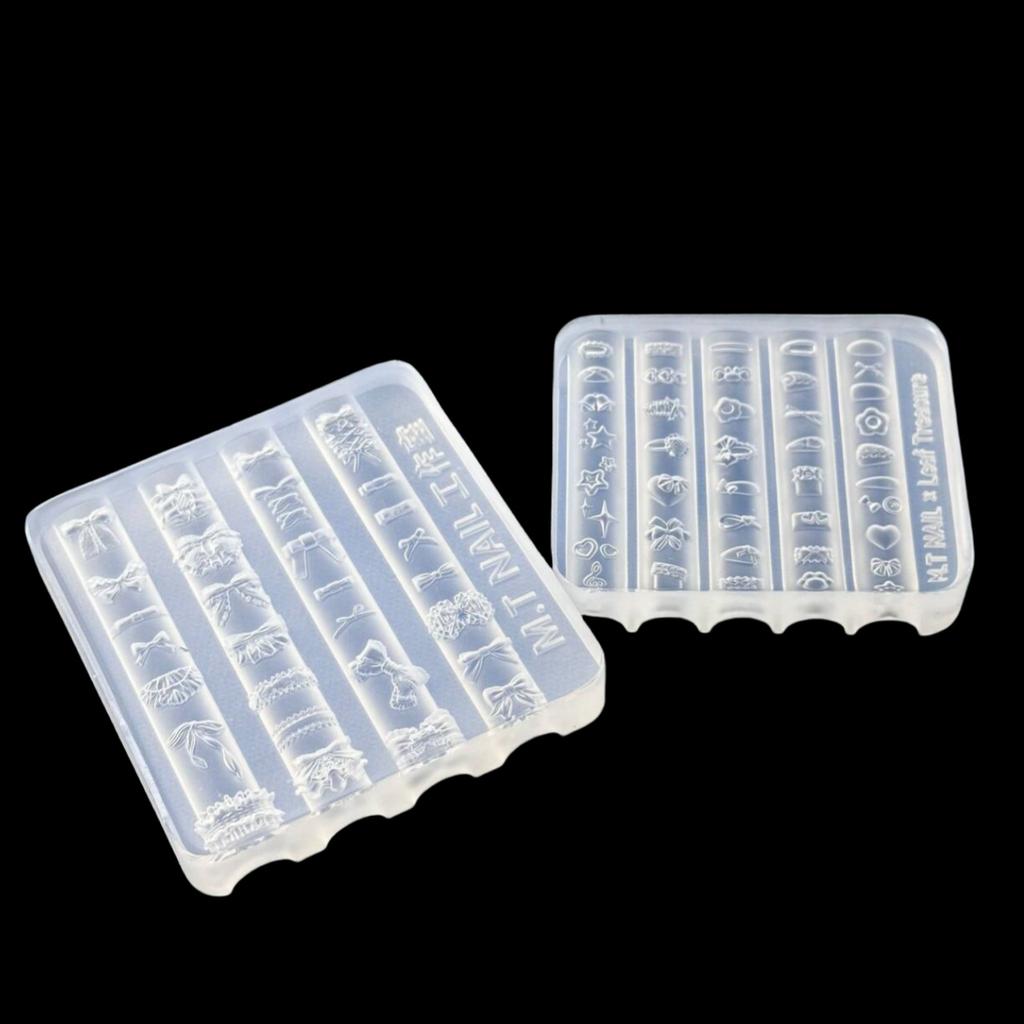 3D Силиконовая форма для ногтей с бантиком, Сладкий цветок, Сердце, Кружево, Прозрачные шаблоны для ногтей, Инструмент для дизайна маникюра, Декор для нейл-арта DIY