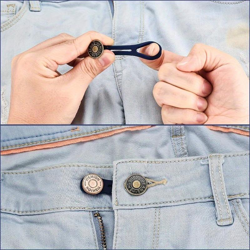 4-piece adjustable denim button extender - медленная пуговица с синей пластиковой ручкой, унисекс эластичный удлинитель пояса