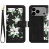 For iPhone 17 Pro Max Case PU Leather Floral Phone Cover with Card Slots