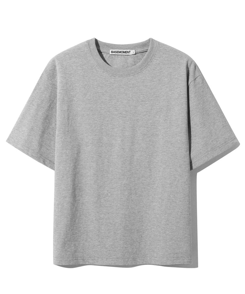 BASEMOMENT Bio Cotton Crop T-Shirt Melange Gray
