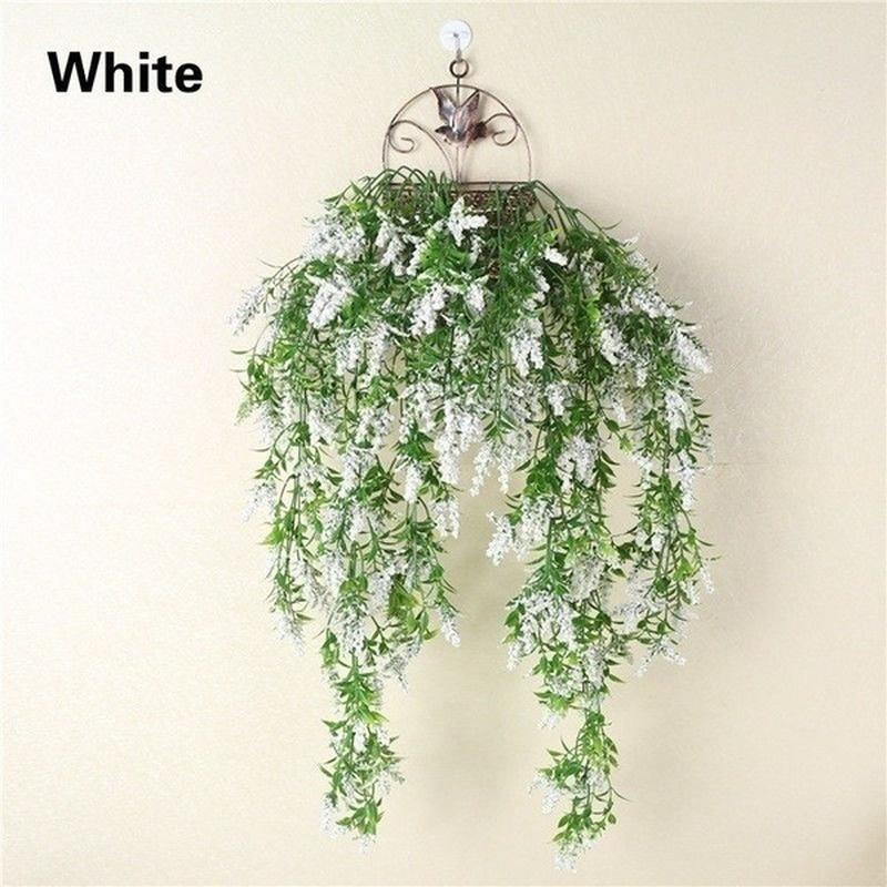 1 Pcs Beautiful Fashion Fake Plant Flowers Wall Artificial Hanging Lavender Vine Flower Rattan Home Garden Decoration