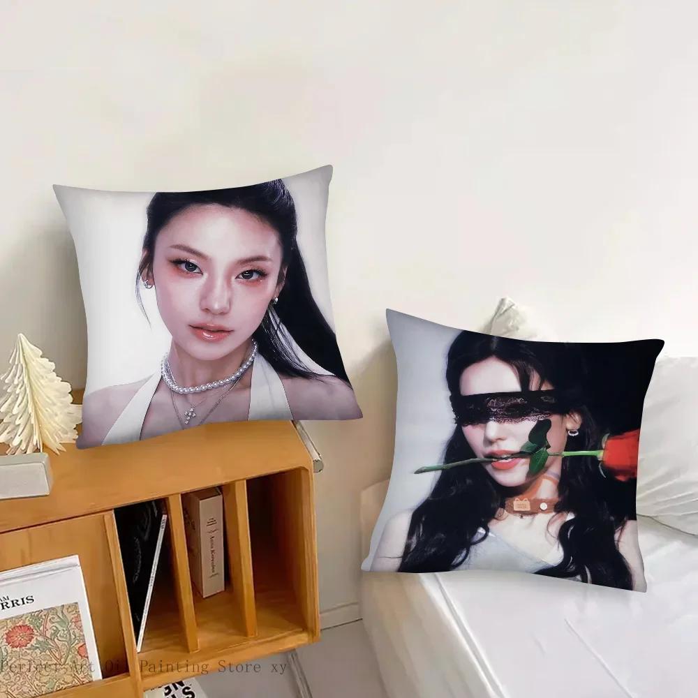 Korean Female Singer Hwang Yeji Pillow Case Square Pillow Bedroom Sofa Leisure Comfort Cushion Living Room Home Decoration 40X40