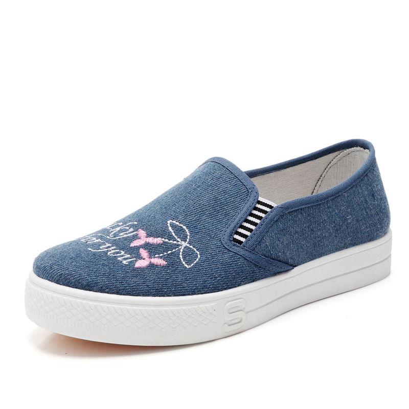 Обувь для женщин Лоферы Холщовая женская обувь Slip On Высокая платформа Весна Дизайнер Стильная Акция 2024 Новинка Низкая Цена A