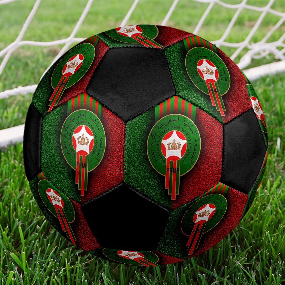 Футбольный мяч Morocco National FC, размер 5, разноцветный, подходит для всех возрастов, машинная строчка, материал ПВХ, соревновательного уровня, прочный и с высоким отскоком