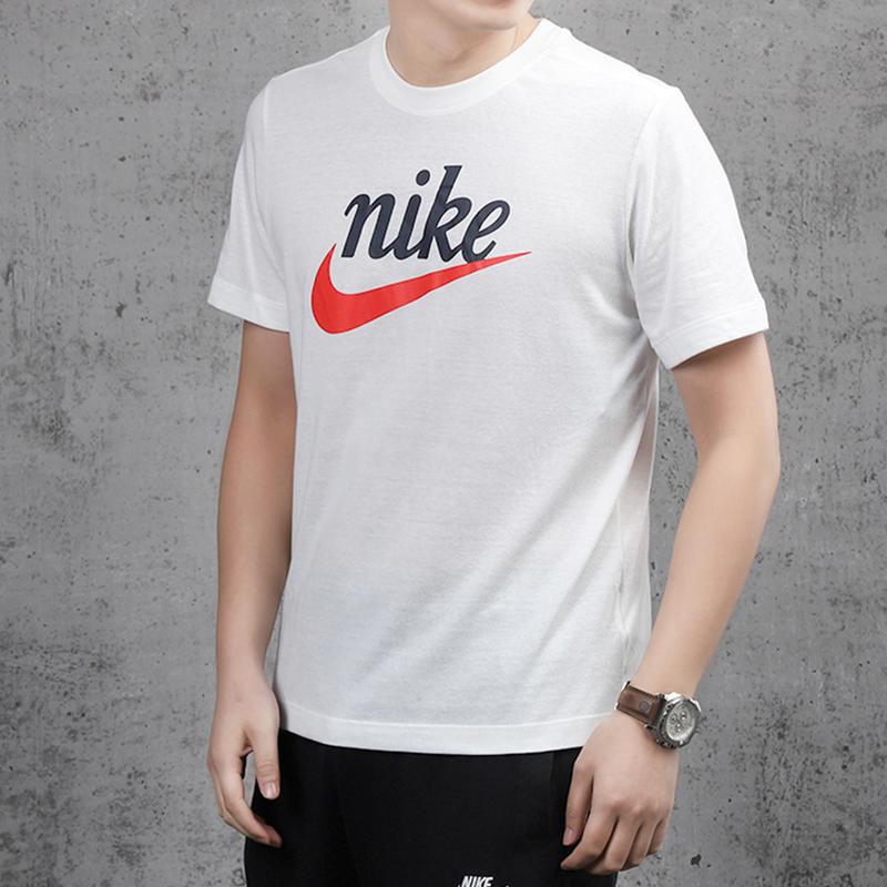 Nike Футболки мужские Белые С круглым вырезом Умеренный прямой крой CK2382-133
