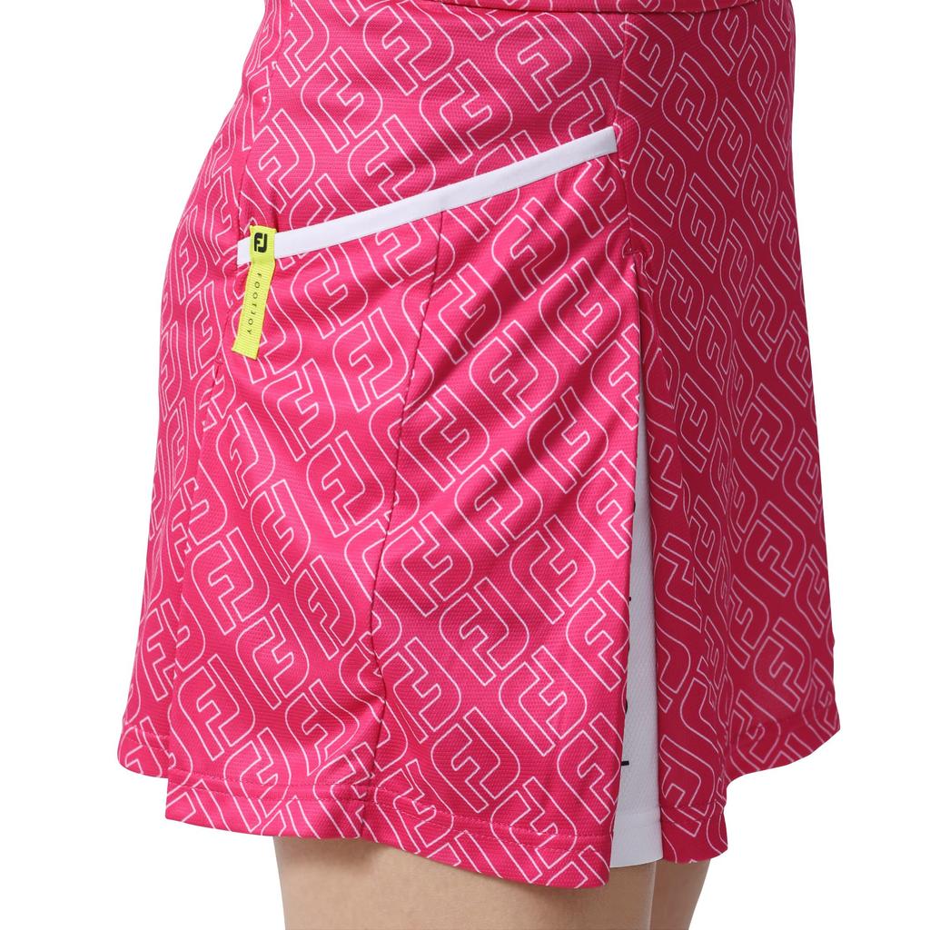 FootJoy FJ Outline Print Skirt, Neo Pink, Women's, Size L, FJW-S24-P03, 82138-L