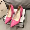 Fashion 2025 Shoes Thick Heel Woman Pumps Candy Color Women  Office Pointed Toe High Heels Wedding Female Heel Shoes