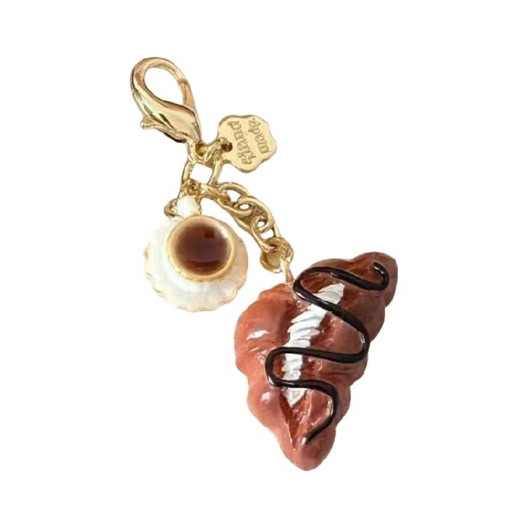 Элегантный Кошелек-Монетница Кофе и Хлеб Шарм Модная Брелок-Аксессуар Стильный Подвеска на Сумку Удобный для Путешествий Брелок