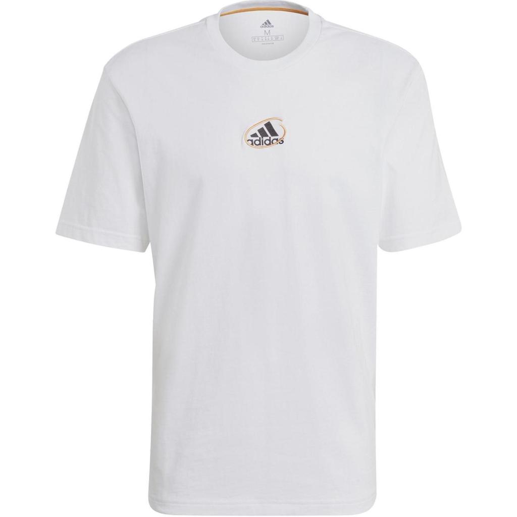 Adidas T Shirts Men's White Crew Neck Moderate Straight Fit GN6860