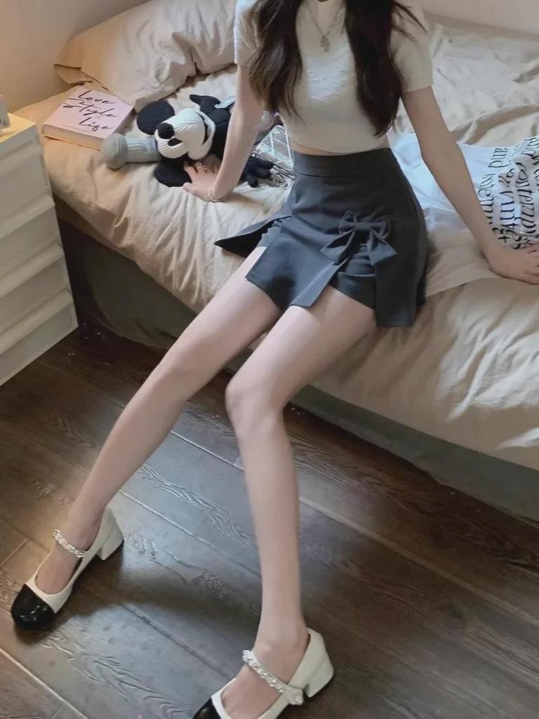 Весна 2024 Женские брюки-юбки А-силуэта с разрезом-бантом - Модный и милый дизайн