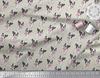 Soimoi Japan Crepe Satin Fabric Bow & Boston Terrier Dog Print Fabric by the Metre 42 Inch